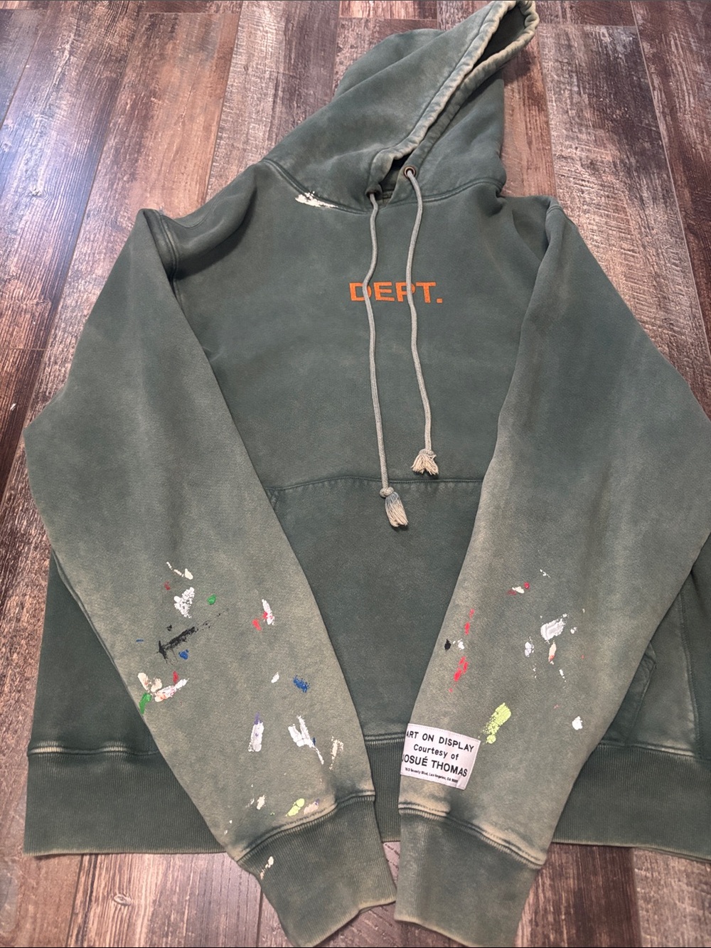 Gallery Dept. Olive Green Hooded Sweatshirt with Logo Tag